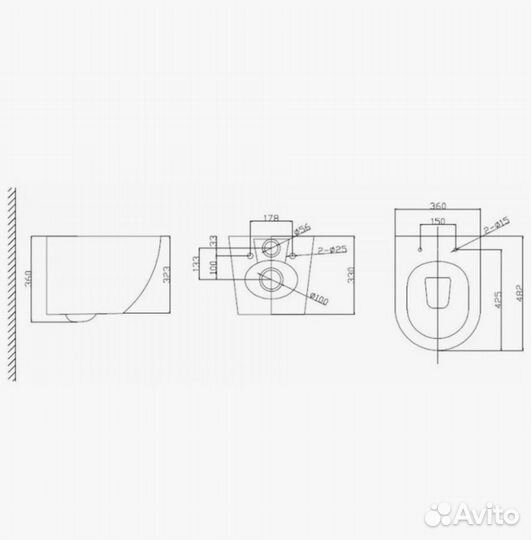 Подвесной унитаз и инсталляция Grohe черная