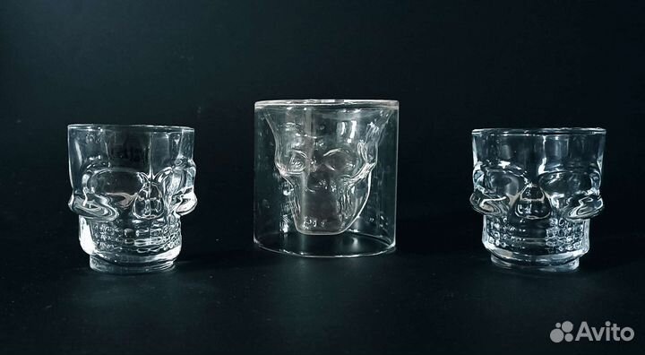 Стопки + стакан, черепа, Captain Morgan