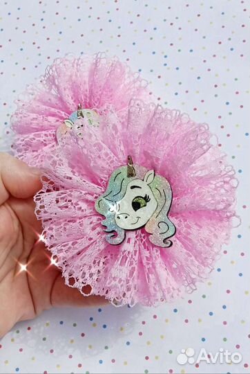 Резинки бантики ручной работы Единороги