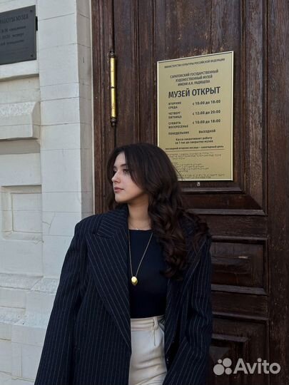 Пальто женское в полоску