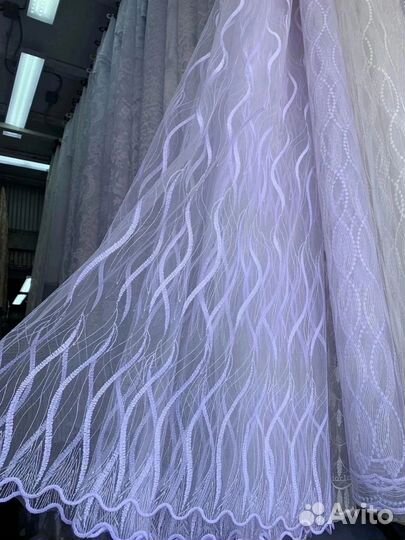 Тюль сетка с вышивкой