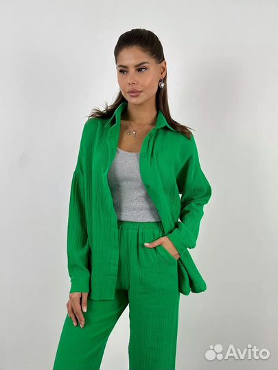 Муслиновый костюм женский с брюками