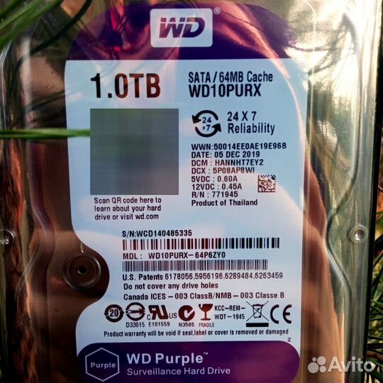 Жесткий диск WD 1TB для видеонаблюдения