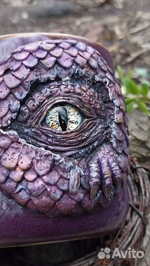 Кружка с декором из полимерной глины. Дракон