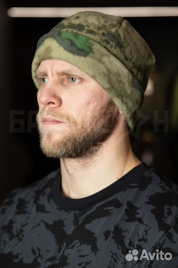 Шапка флисовая с отворотом, атака мох