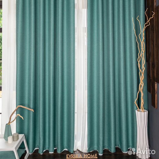 Комплект штор рогожка Орфей Бирюза