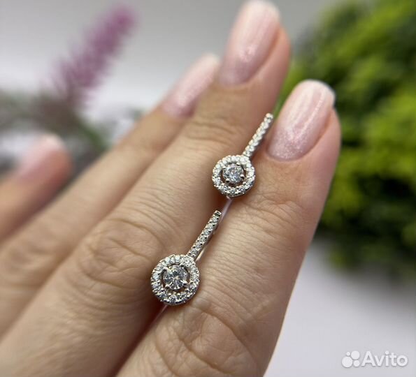 Серьги серебро 925 пробы, с фианитами
