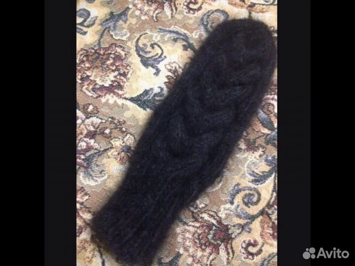 Варежки из собачьего пуха с вывязанным узором