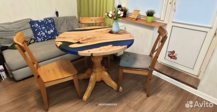 Стол из Эпоксидной смолы и дерева с завода