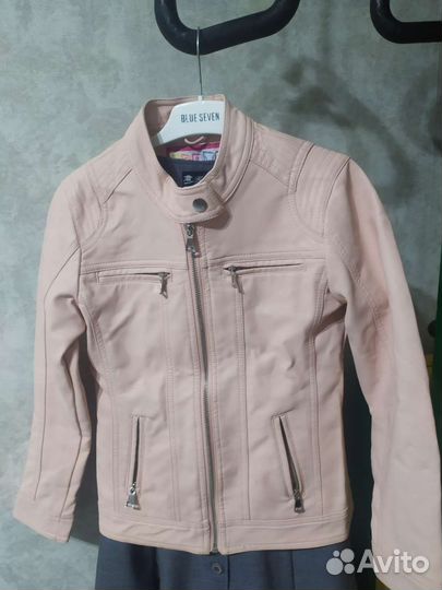 Кожаная куртка для девочки 140