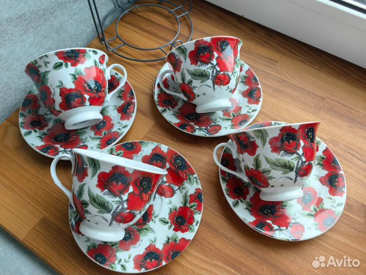 Чайный набор фарфор 8 предметов на подставке