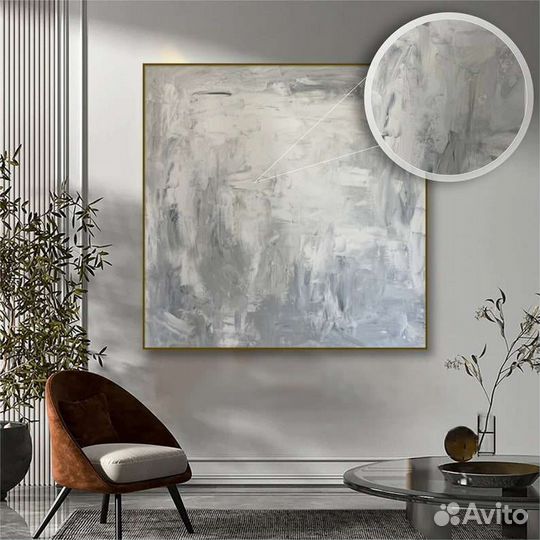 Картина маслом серая абстракция