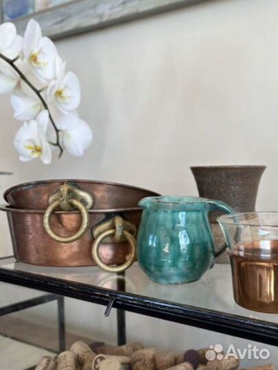 Антикварная форма медь, бокал керамика