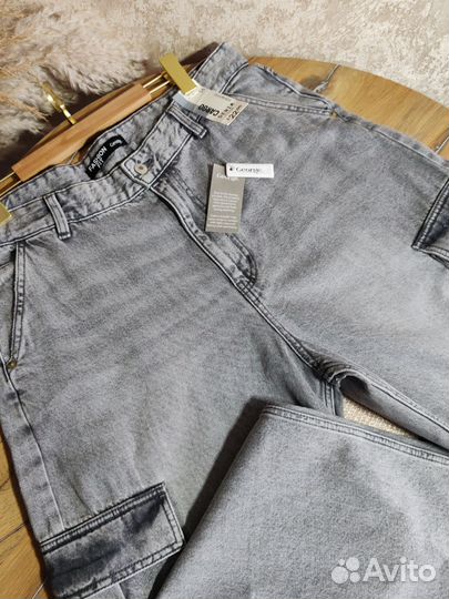 Джинсы карго с карманами женские 50-52 размер