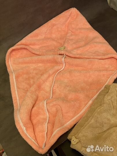 Полотенце тюрбан для сушки волос с пуговицей