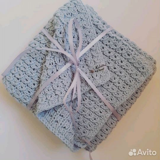 Вязаный детский плед (на выписку)