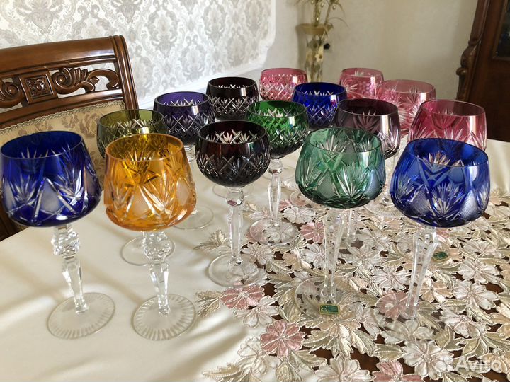 Хрустальные бокалы гдр цветные