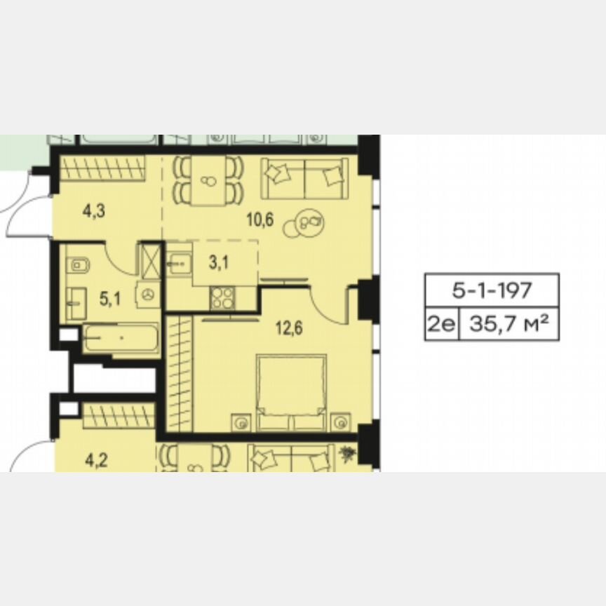 2-к. квартира, 35,9 м², 24/37 эт.