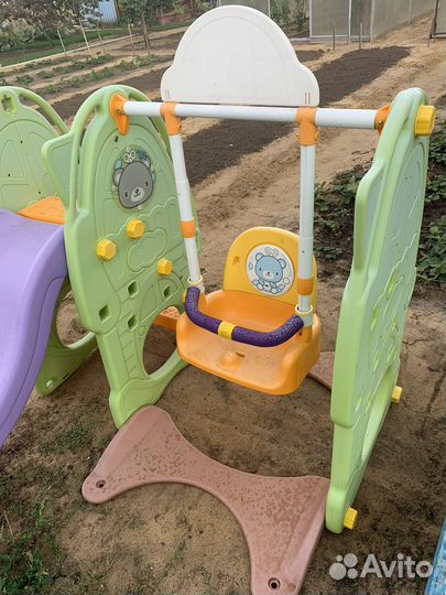 Детские качели с горкой для дачи