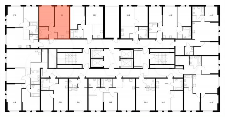 2-к. квартира, 42 м², 23/32 эт.