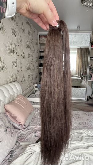 Накладной хвост из натуральных волос