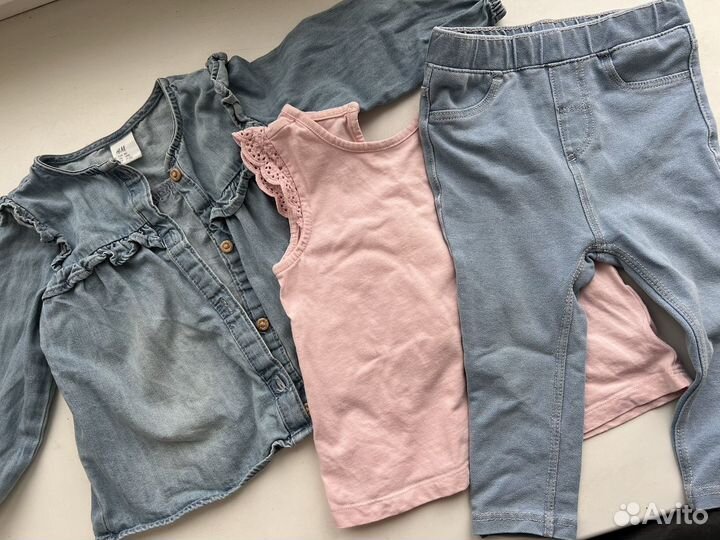 Комплект H&M 80 для девочки джеггинсы