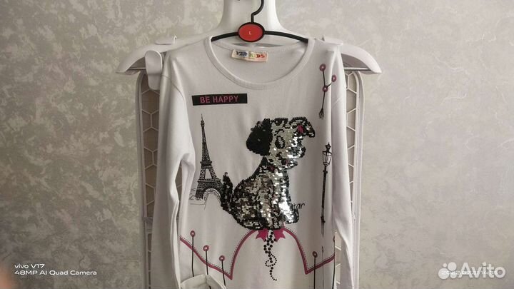 Футболка для девочки с длинным рукавом