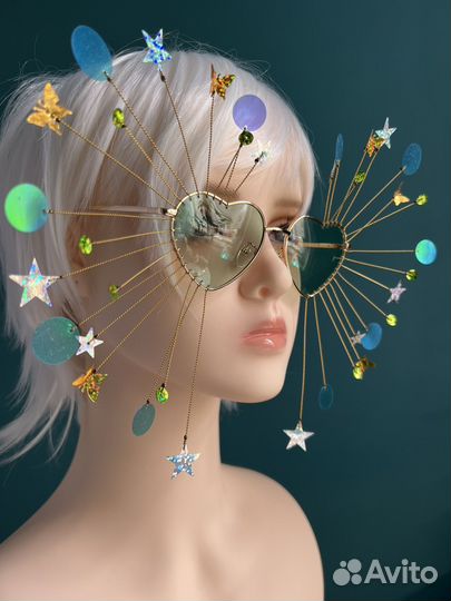 Очки карнавальные с пайетками в форме сердца