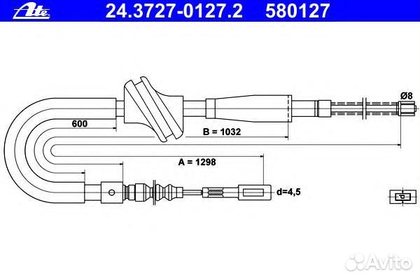 Трос ручного тормоза ATE 24.3727-0127.2 24.3727