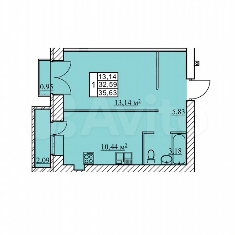 1-к. квартира, 35,7 м², 5/5 эт.