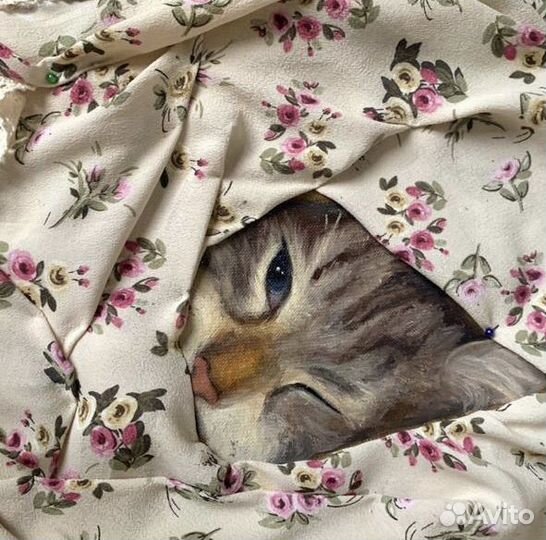 Картина маслом кот интерьреная картина