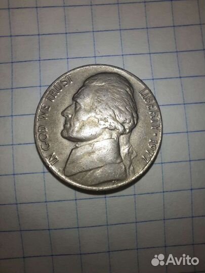 5 центов In god we trust Liberty 1977