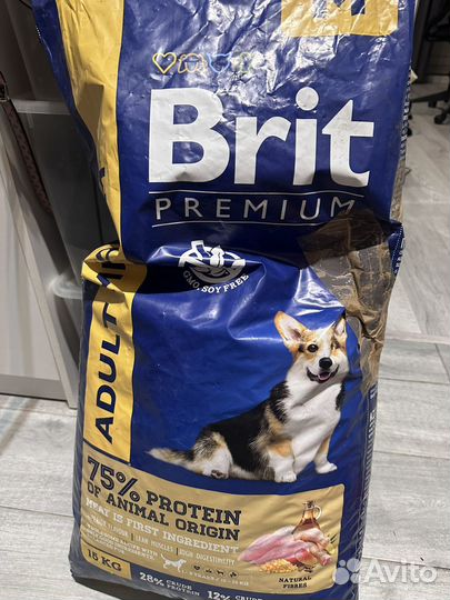 Корм Brit Premium Adult Medium, курица, 15 кг