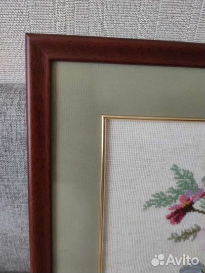 Картина вышивка цветы 43 х 36