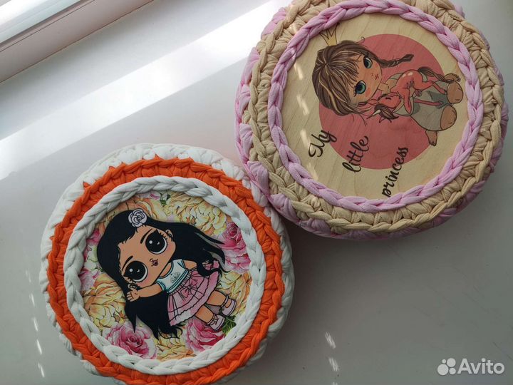 Вязанные детские корзинки