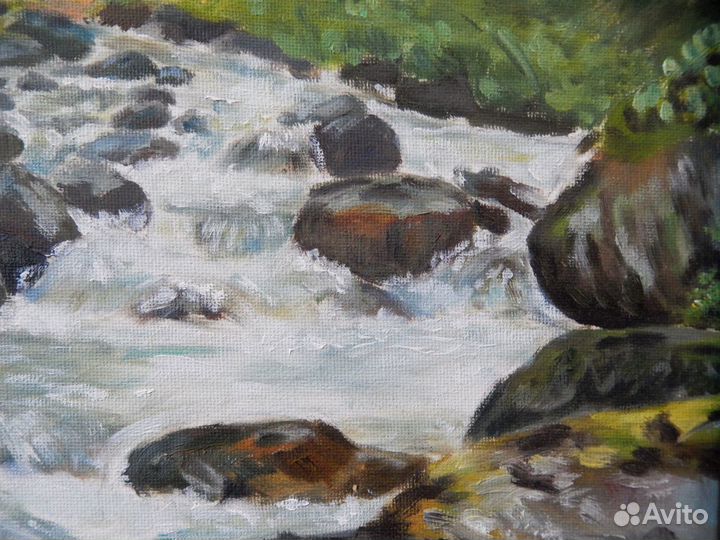 Картина маслом на холсте «Серебренный звон ручья»