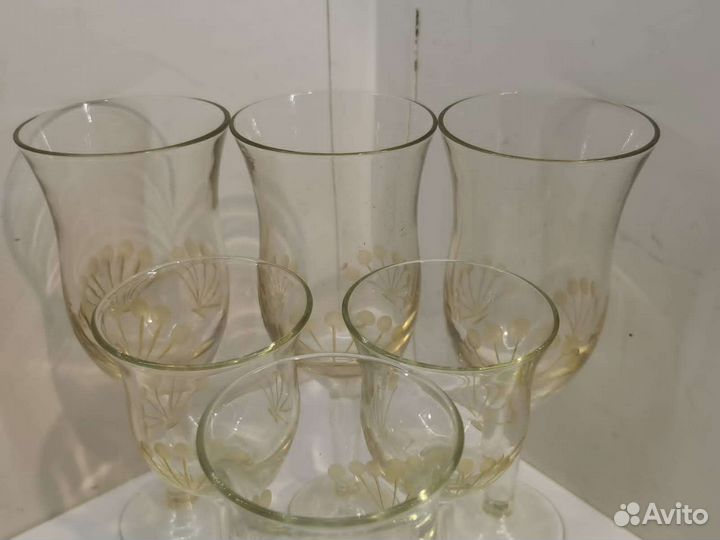 Фужеры 3 штуки, рюмки 3 штуки. Старинные