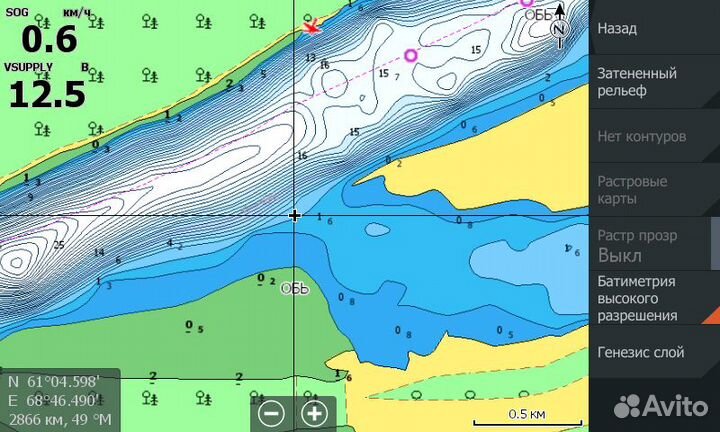 Карта глубин C-MAP RS-Y513 Иртыш, Обь