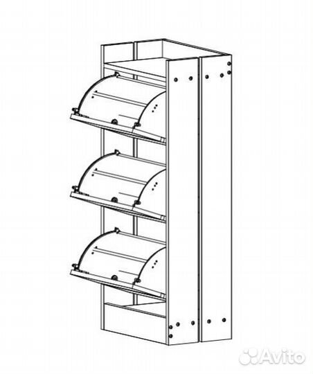 Высокая обувница на 3 ящика Дуб крафт белый