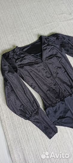 Боди женское черное с длинным рукавом