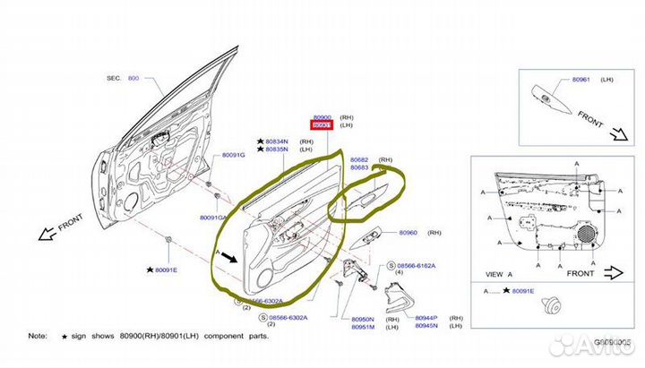 Б/У Обшивка двери - в хорошем состоянииn