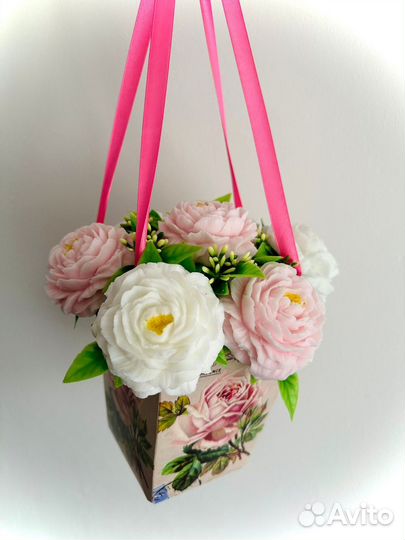 Букет из мыльных пионов 7шт(цвет на выбор)