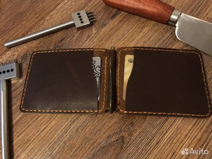 Зажим для денег из натуральной кожи