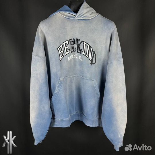 Худи Balenciaga SS23 Be kind Washed Blue hoodie