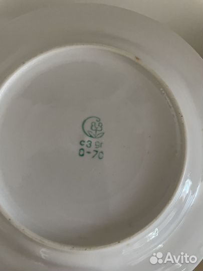 Тарелки суповые и десертные кобальт позолота