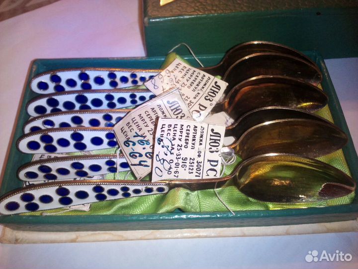 Ложки кофейные серебряные позолоченные