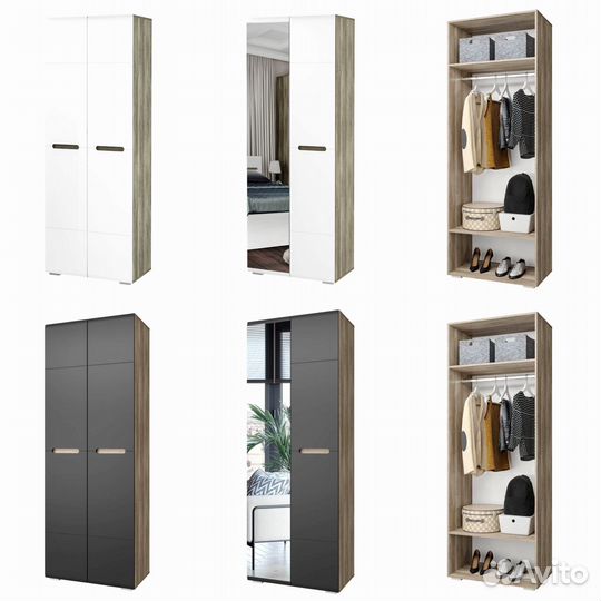 Шкаф 80см с зеркалом Наоми шк-22 графит