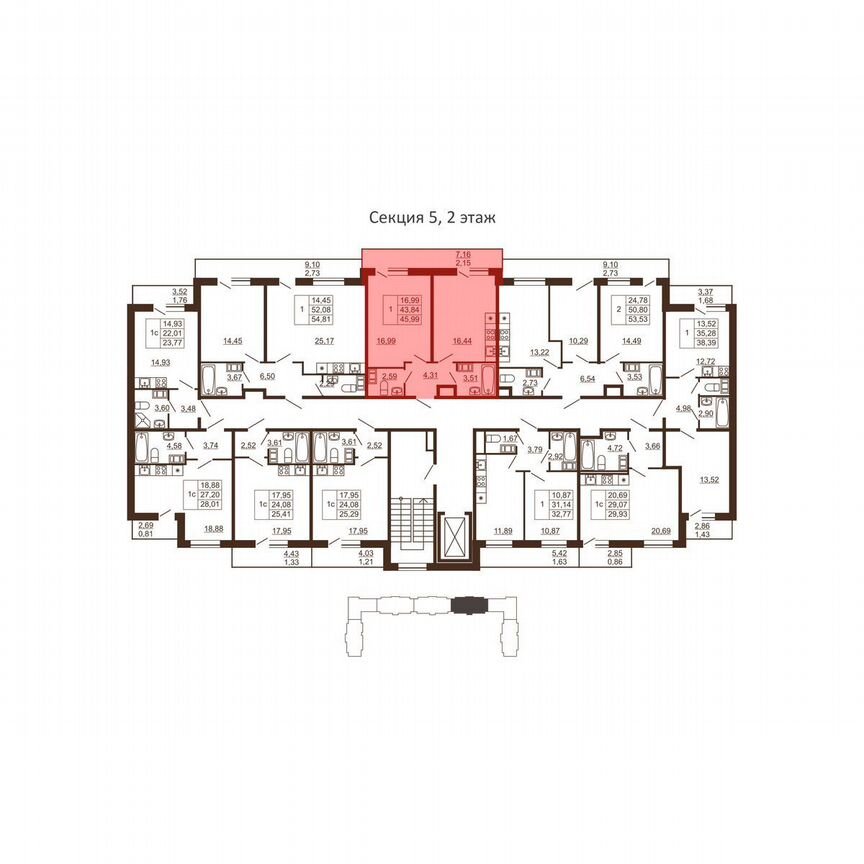1-к. квартира, 46 м², 3/6 эт.