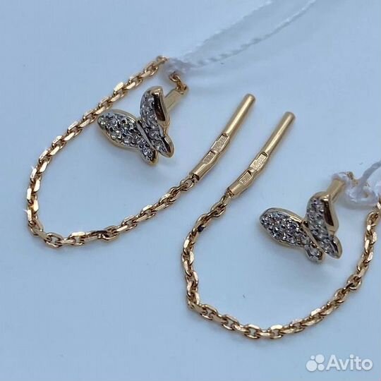 Золотые серьги с камнем