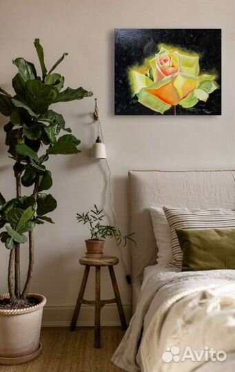 Картина маслом на холсте Жёлтая роза